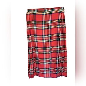 Highland Kilts Scotland Red Plaid Sz 10 Midi Skirt